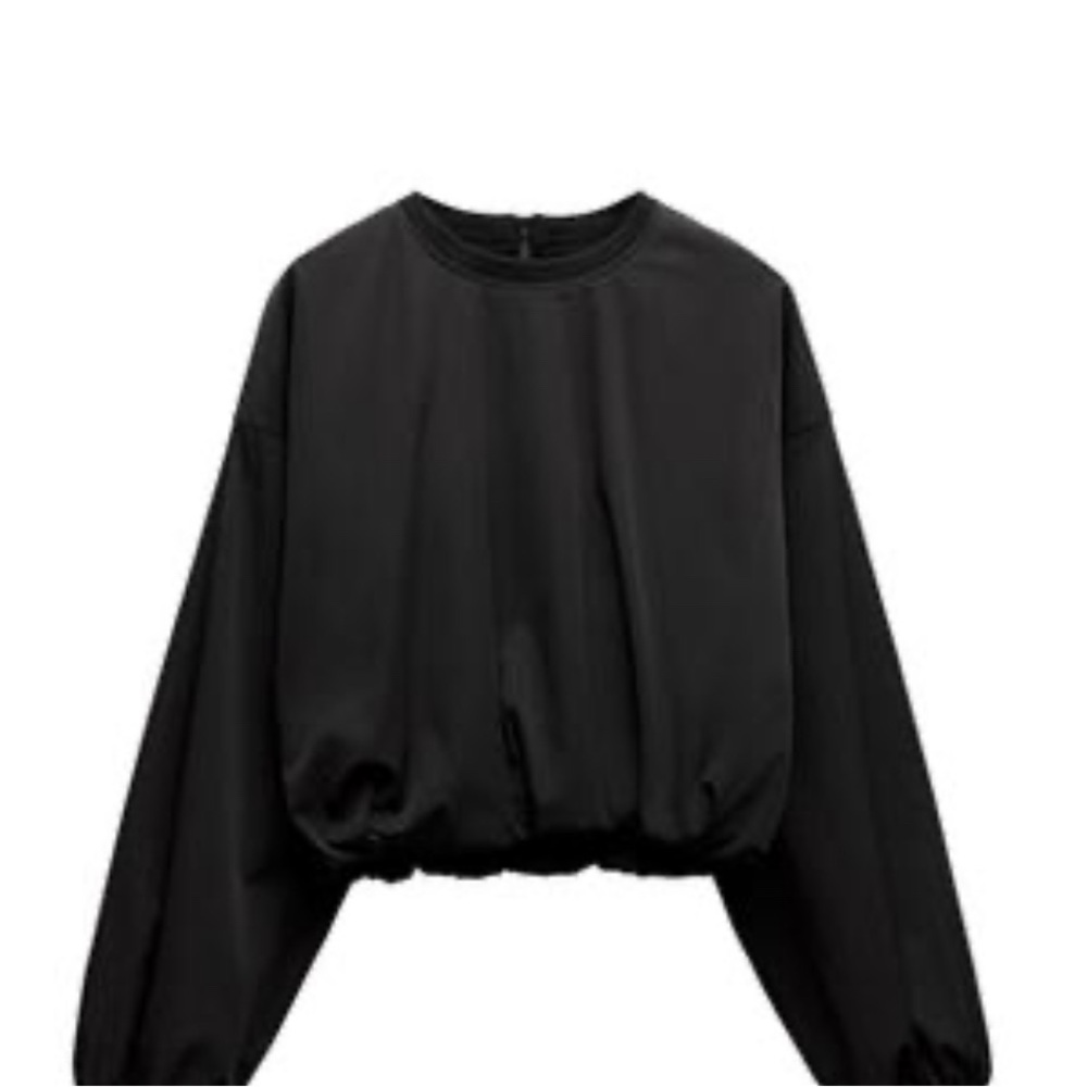 Zara Black Cropped Sweatshirt Hoodie